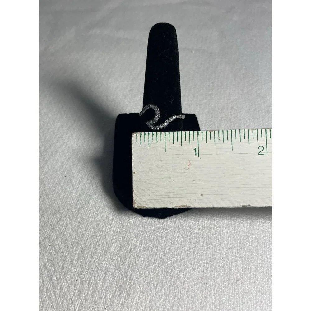Black-Plated Sterling Silver Wave Ring with White Topaz Size 5